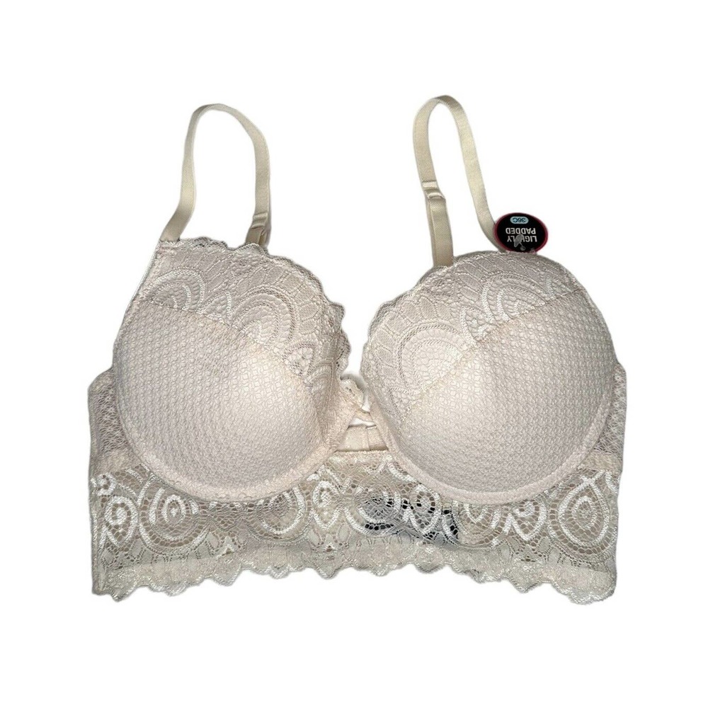 Maddie & Coco Long Line Push Up Ivory Lace Lightly Padded Underwire Size 36C